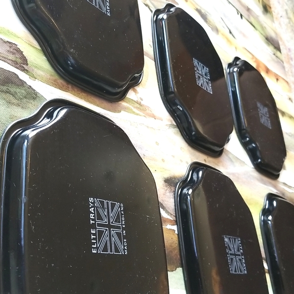 Restaurant TIPS Vtg Shabby England  Floral Decor BLACK Hang Candy Metal 6 Trays - Picture 14 of 16